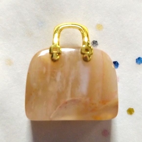 Other - NEW FLOWER AGATE GEMSTONE MINI PURSE HANDBAG ORNAMENT PENDANT